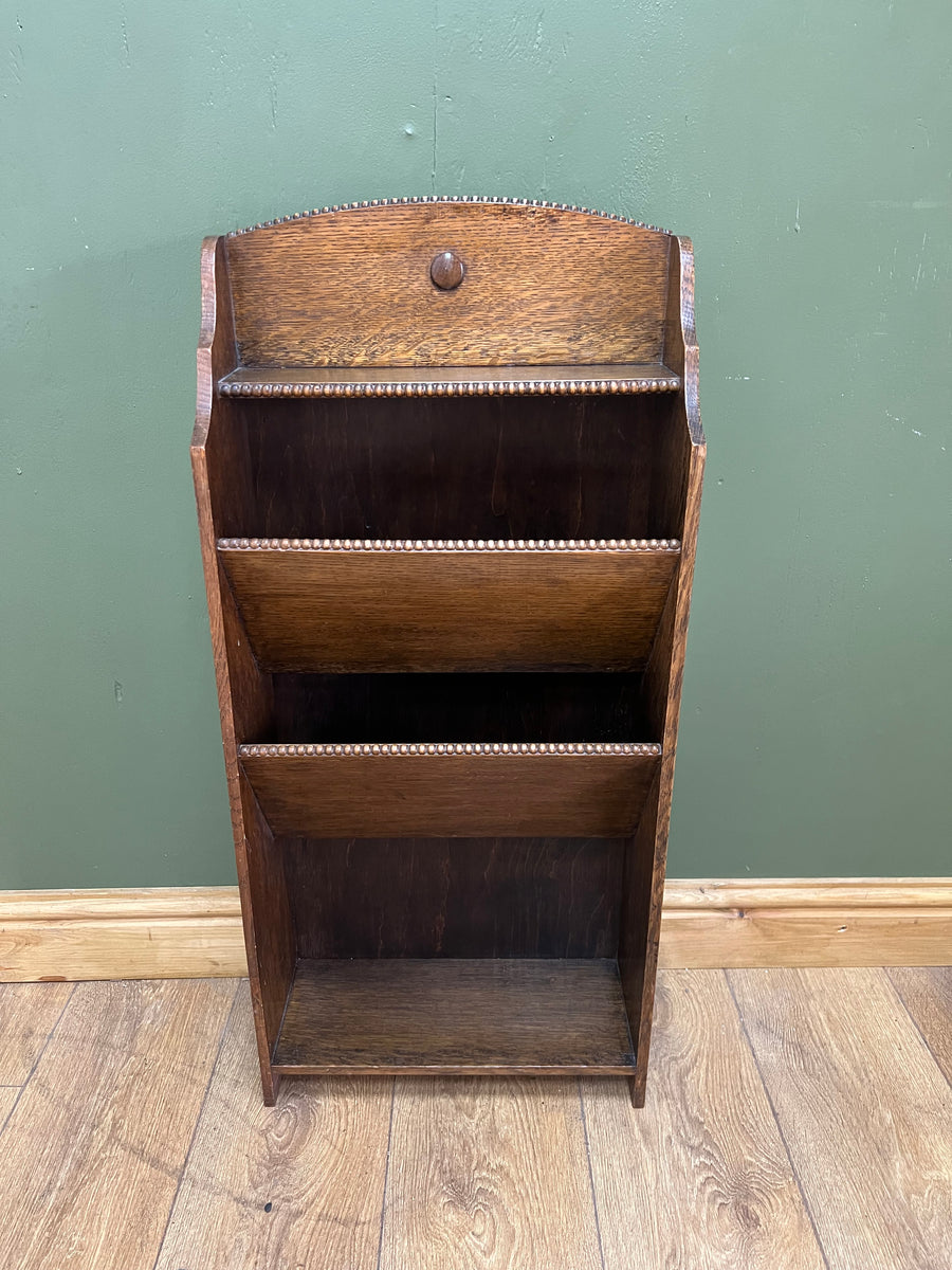 Antique Oak Newspaper / Mag Rack Stand (SKU83)