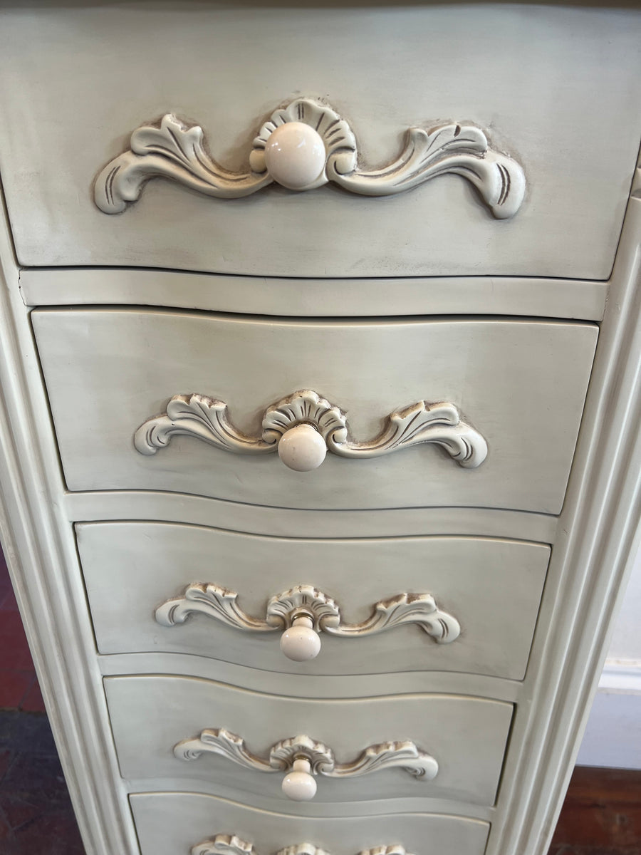 French Style Narrow White Chest Drawers (SKU174)