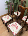 Set of 4 Queen Anne Style Slat Back Dining Chairs (SKU31)