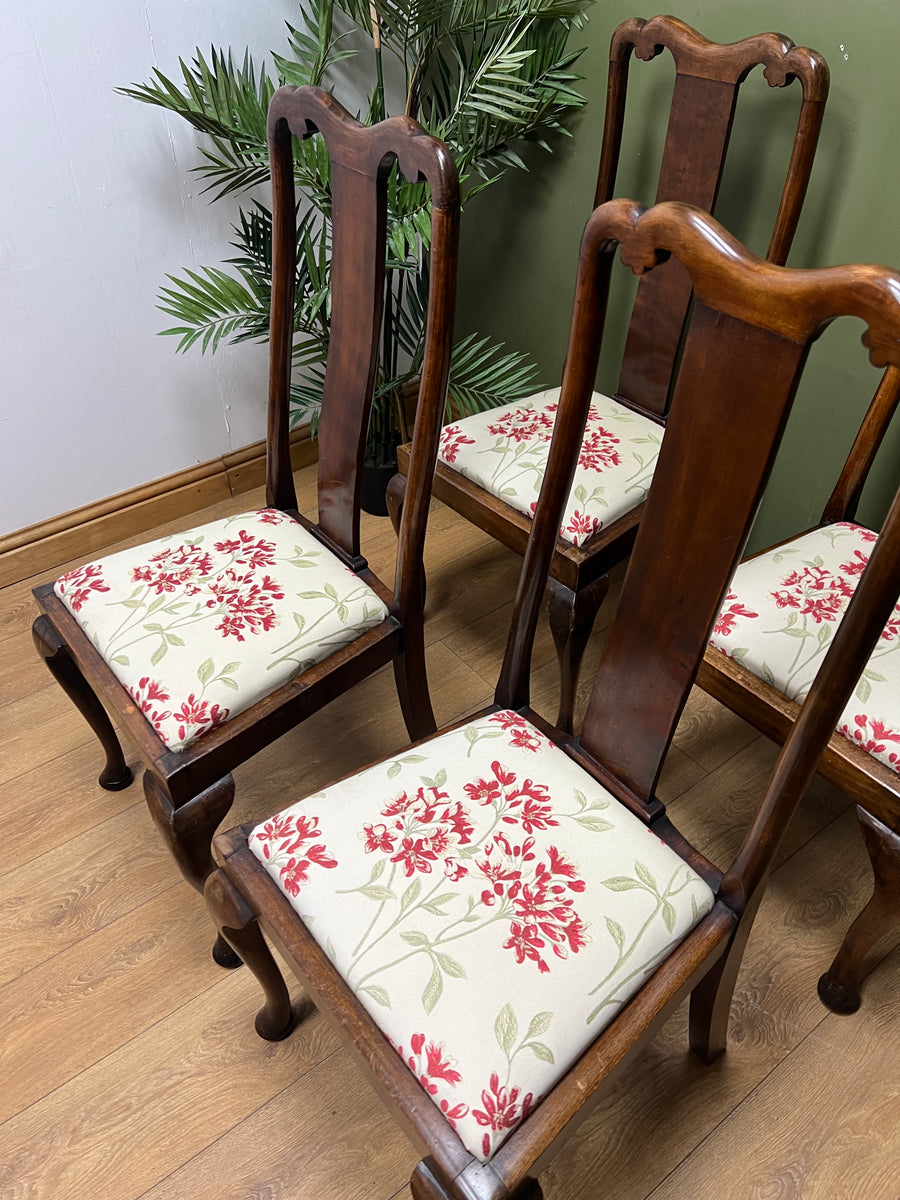 Set of 4 Queen Anne Style Slat Back Dining Chairs (SKU31)