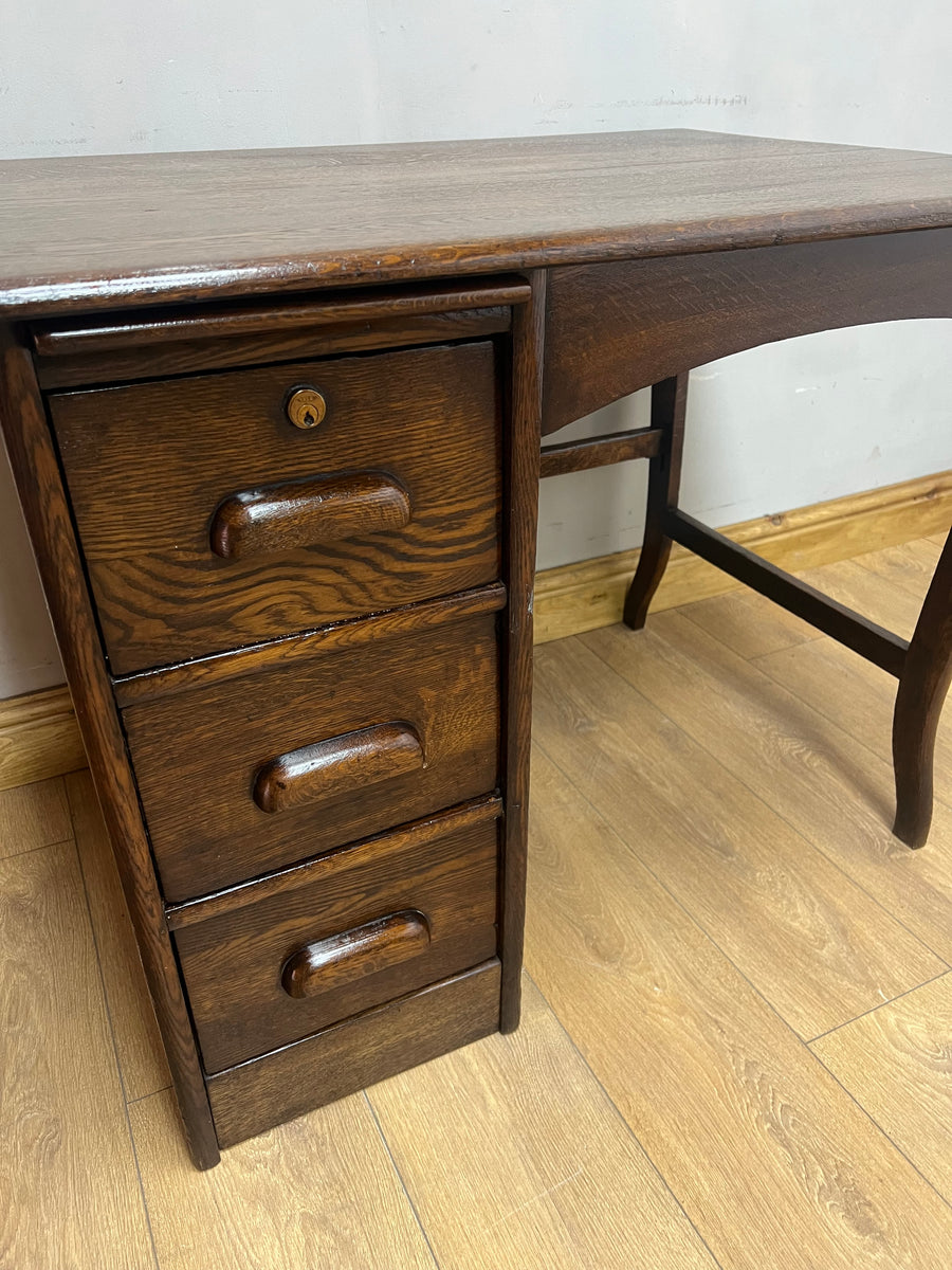 Antique Oak Small Pedestal Desk (SKU136)