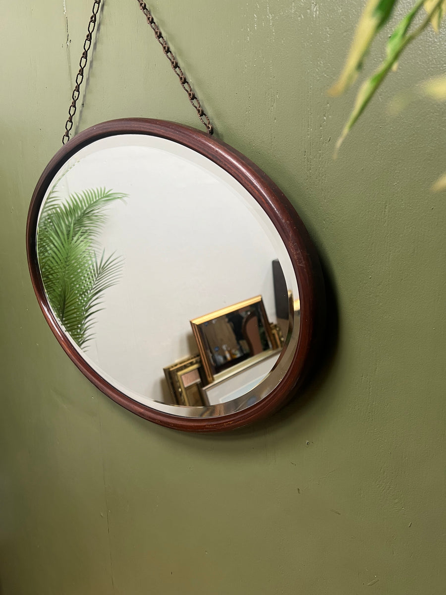 Vintage Wood Framed Oval Mirror (SKU333)