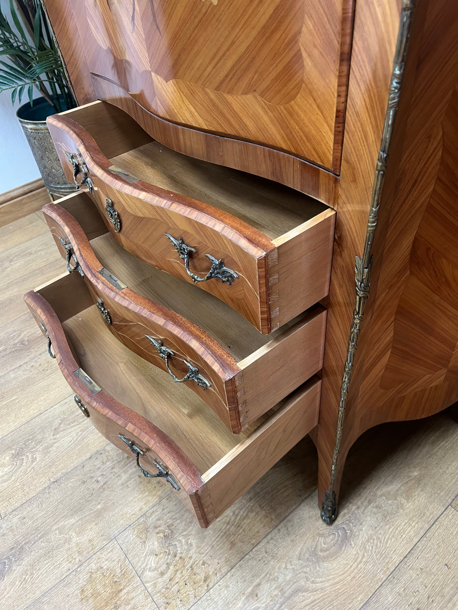 French Marquetry Inlaid Secretaire Marble Top (SKU248)