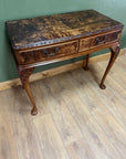 Vintage Burr Walnut Console Table With 2 Drawers (SKU247)