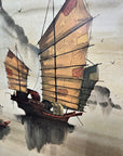 Vintage Oriental Boat White Frame (SKU454)