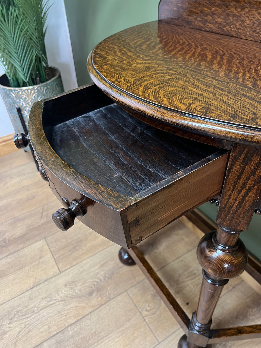 Antique Oak Demi Lune Console Hall Side Table (SKU236)