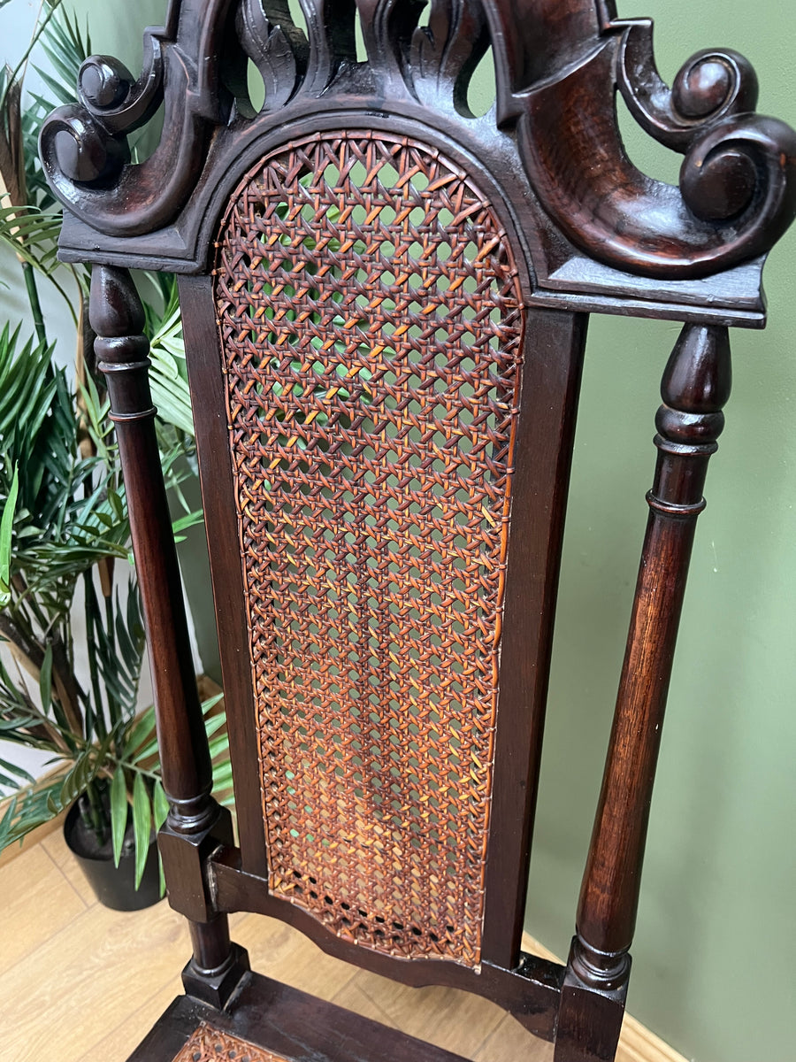 Antique 19th Century Walnut Carolean Style High Back Chair (SKU24)