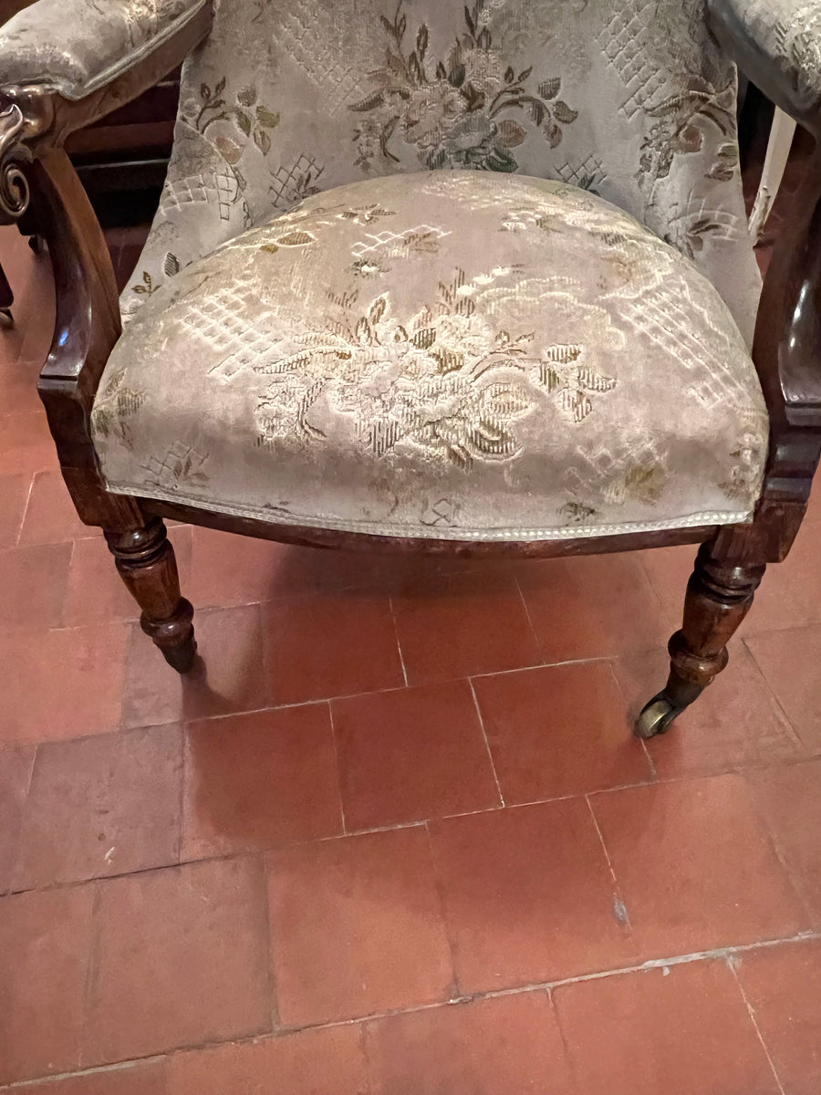 Early Victorian Rosewood Upholstered Arm Chair (SKU253)