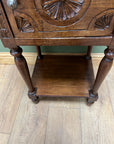 Antique French Nightstand Carved Oak Marble Top (SKU168)