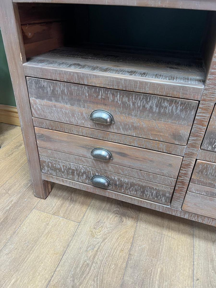 T.V. Stand Weathered Effect Solid Acacia (SKU103)