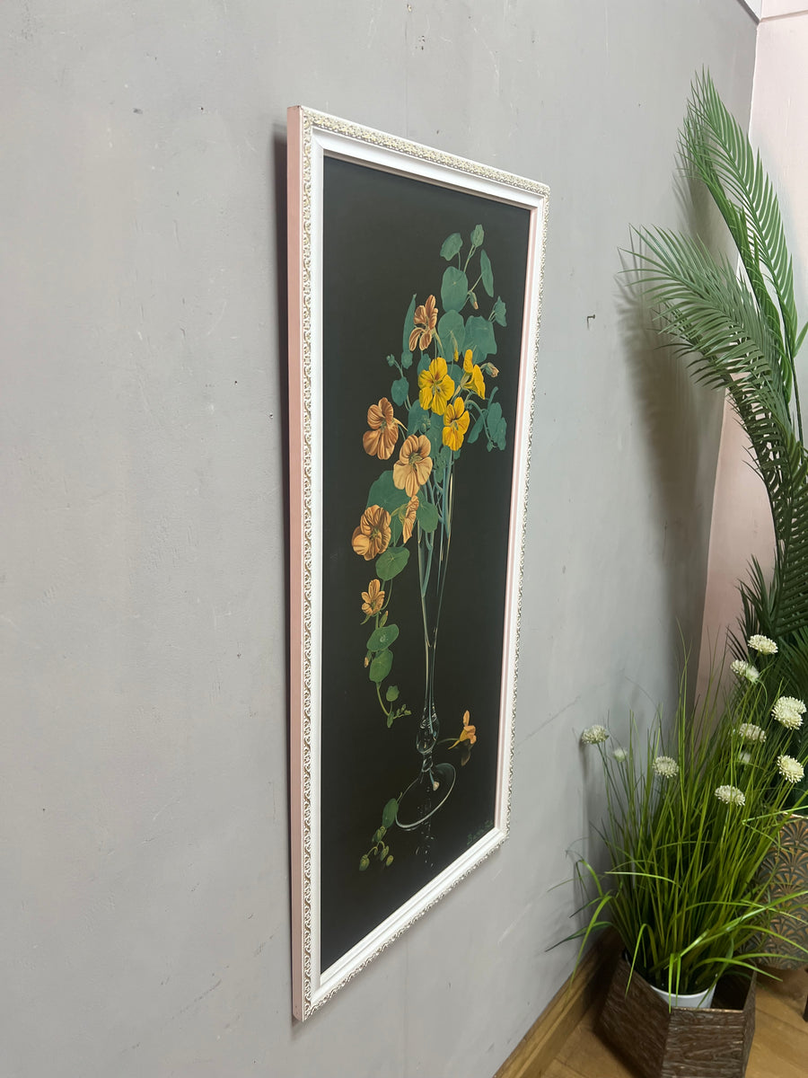 Mid-Century Barbara Tate Floral Nasturtiums White frame (SKU384)