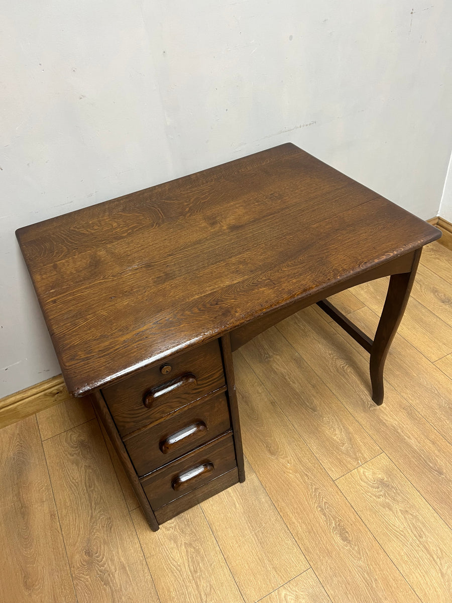 Antique Oak Small Pedestal Desk (SKU136)