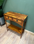 Vintage Yew Wood 2 Drawer Console Table (SKU77)