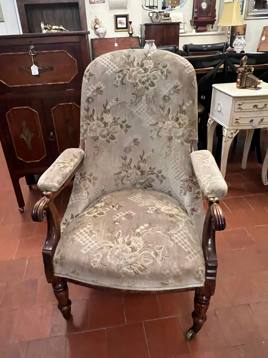 Early Victorian Rosewood Upholstered Arm Chair (SKU253)