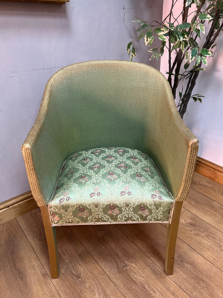 Vintage Lloyd loom Green Gold Armchair (SKU224)
