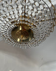 Low Ceiling Flush Mount Vintage Brass Crystal Basket Chandelier (SKU508)