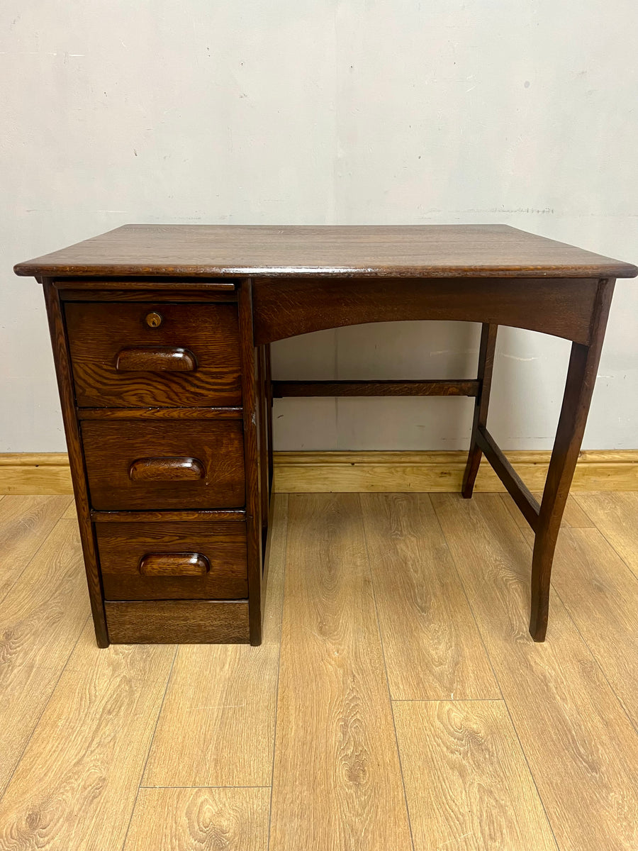 Antique Oak Small Pedestal Desk (SKU136)