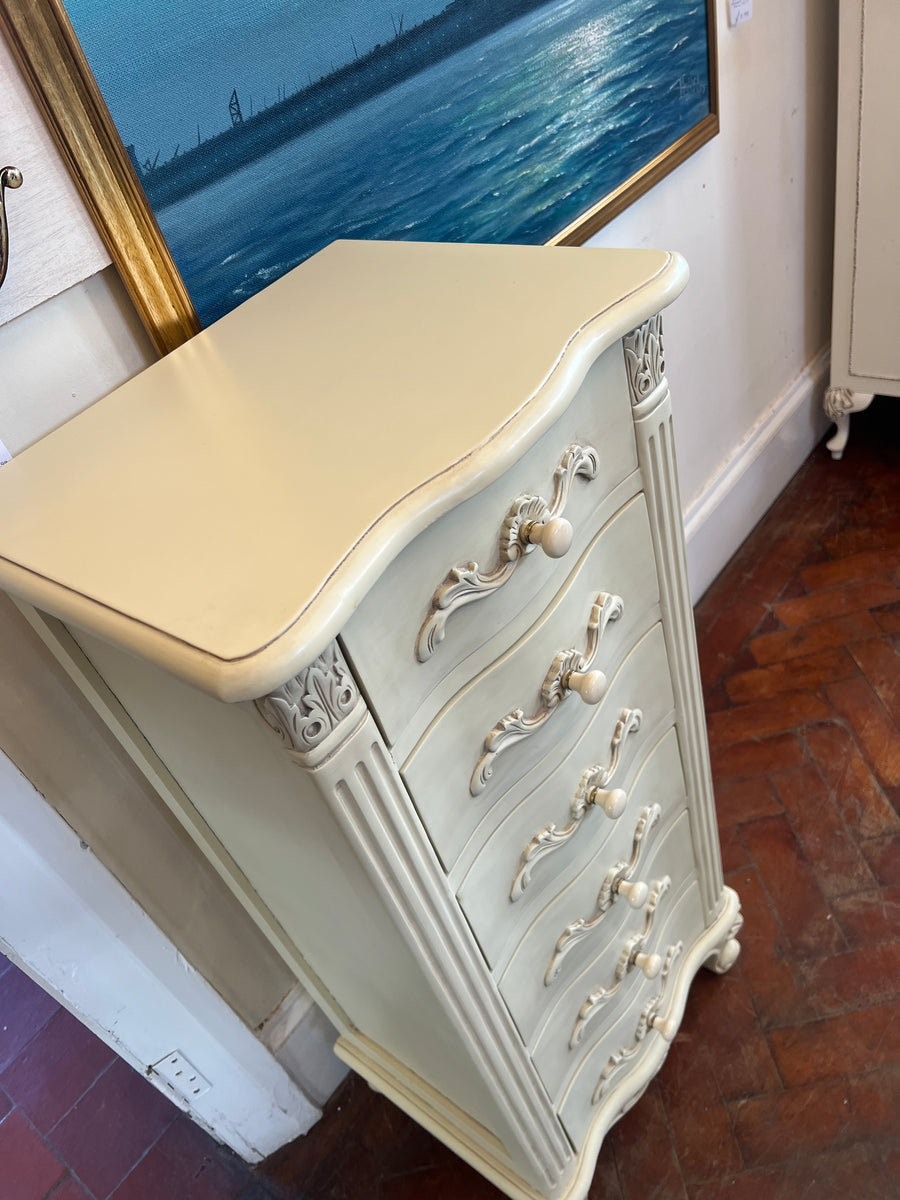 French Style Narrow White Chest Drawers (SKU174)