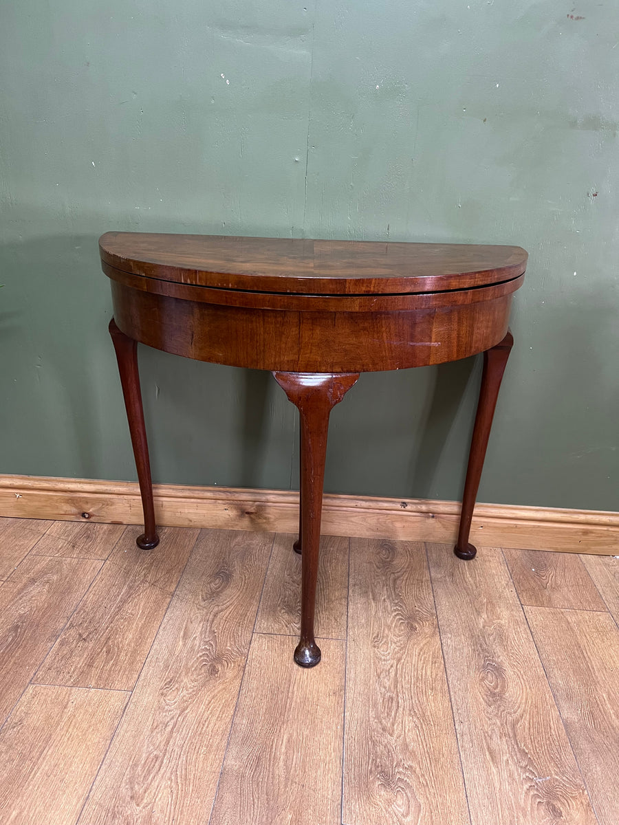 Antique Demi Lune Mahogany Card Games Table (SKU248)