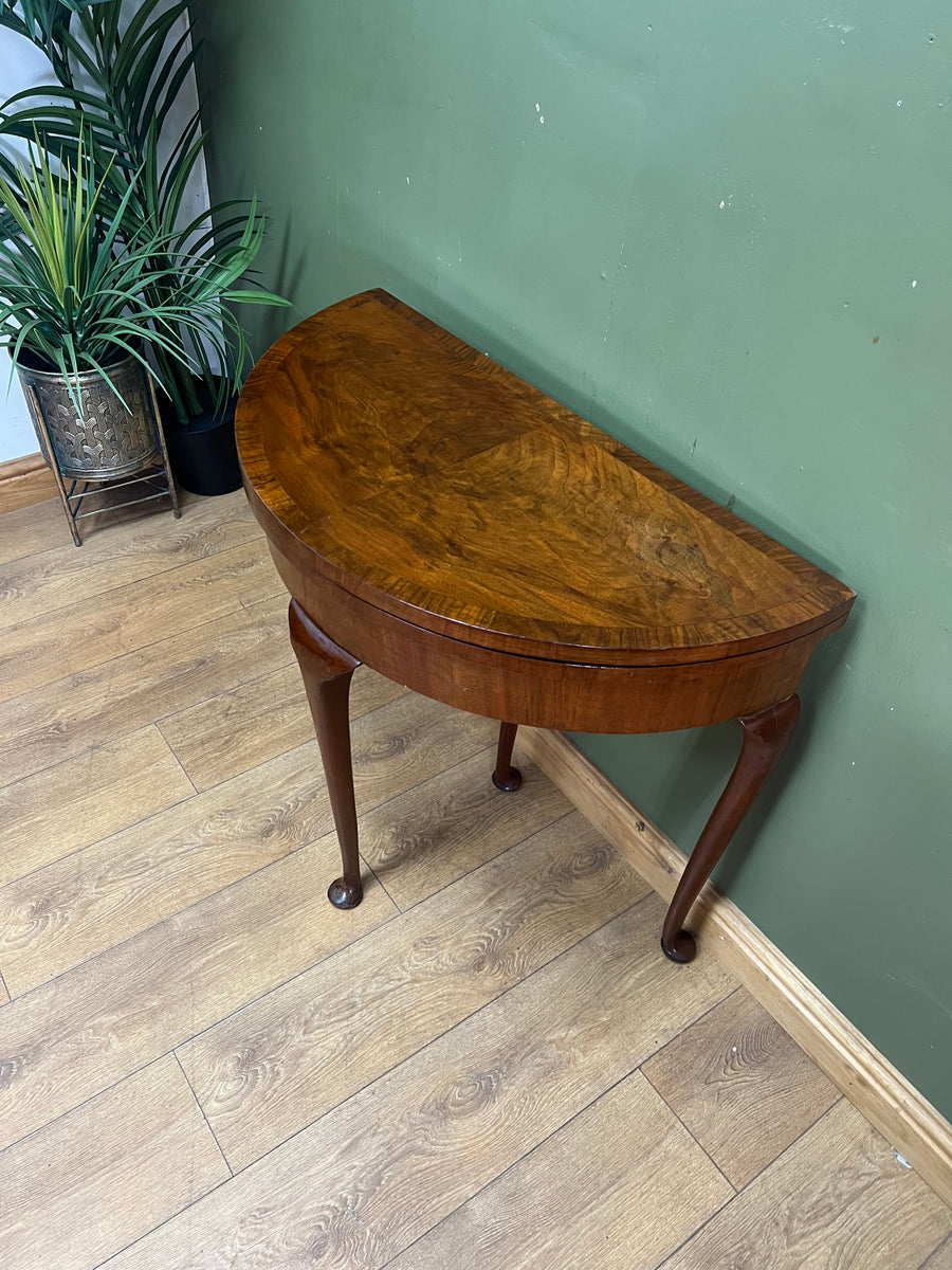 Antique Demi Lune Mahogany Card Games Table (SKU248)