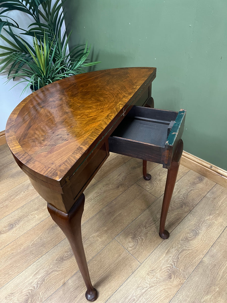 Antique Demi Lune Mahogany Card Games Table (SKU248)