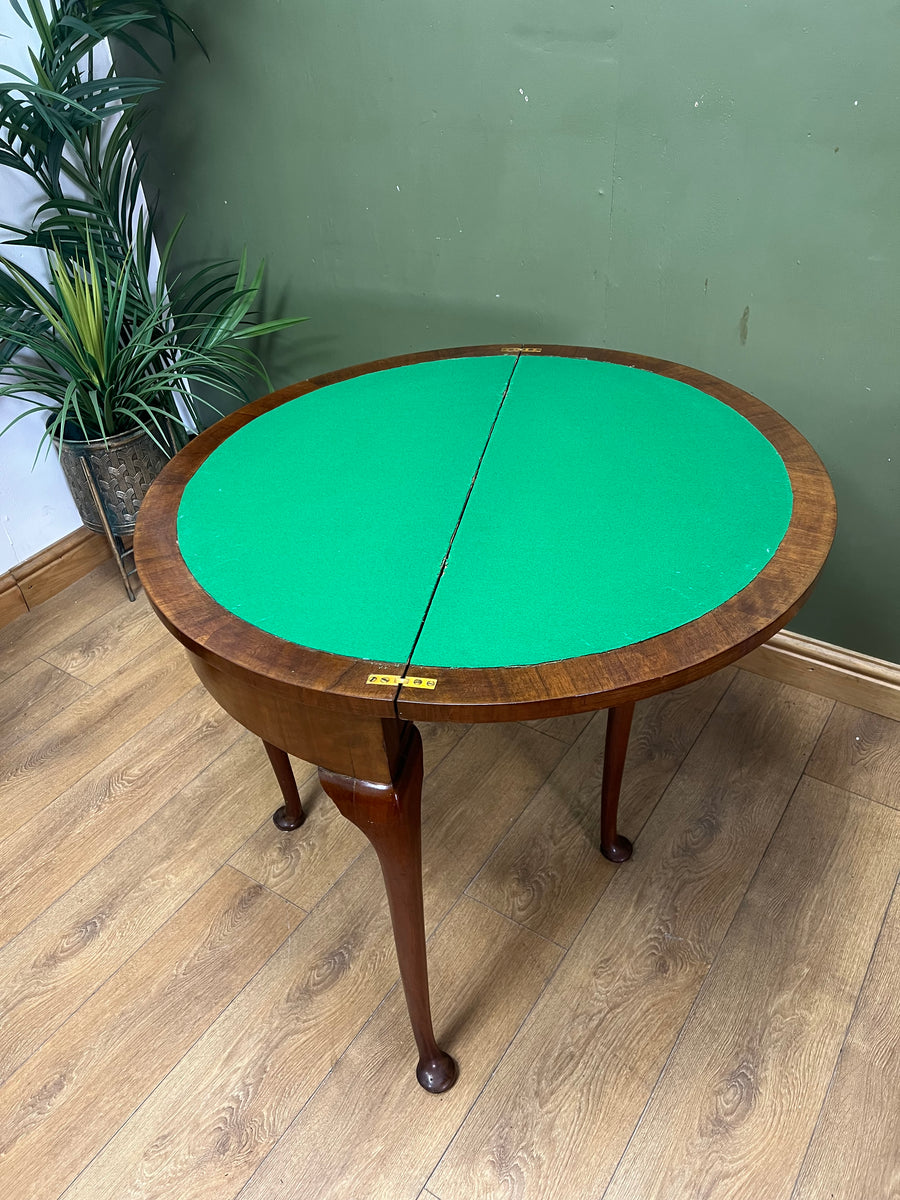 Antique Demi Lune Mahogany Card Games Table (SKU248)