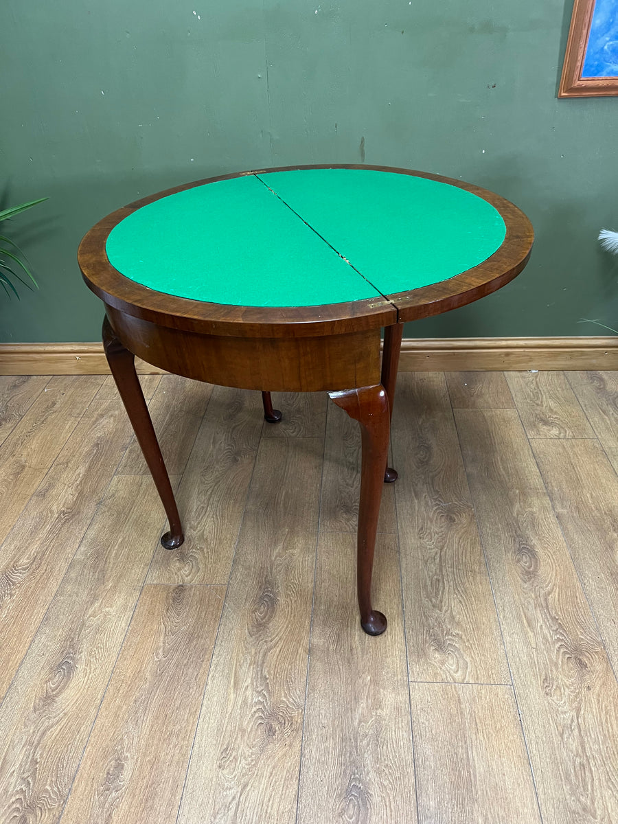 Antique Demi Lune Mahogany Card Games Table (SKU248)