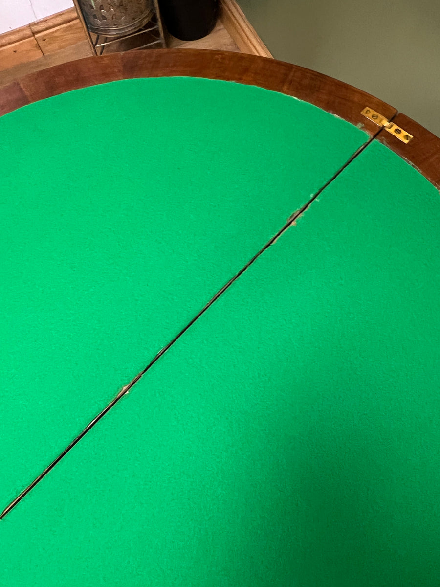 Antique Demi Lune Mahogany Card Games Table (SKU248)