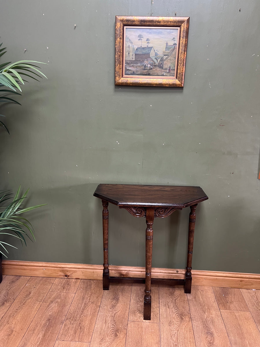 Antique English Oak Demi Lune Console Table (SKU228)