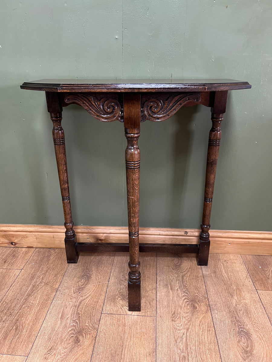 Antique English Oak Demi Lune Console Table (SKU228)