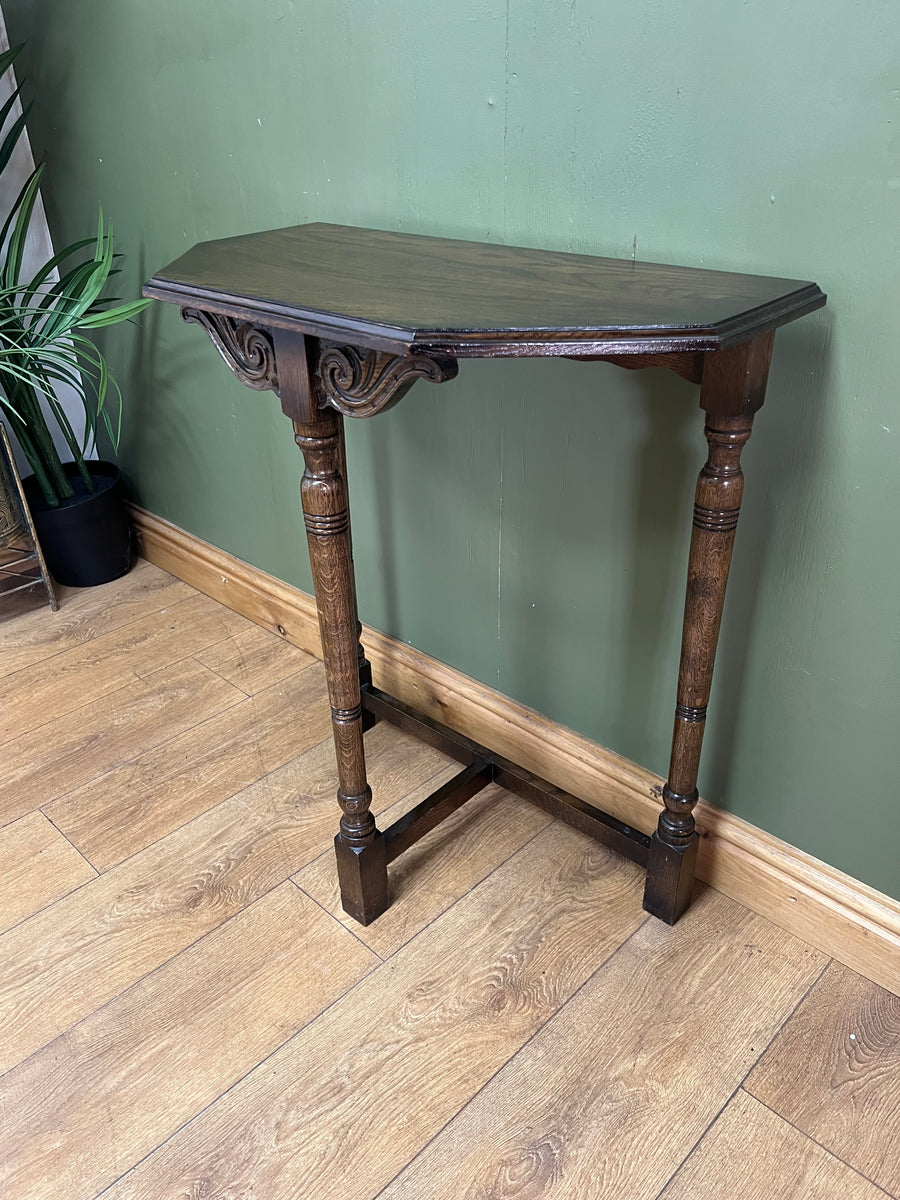Antique English Oak Demi Lune Console Table (SKU228)