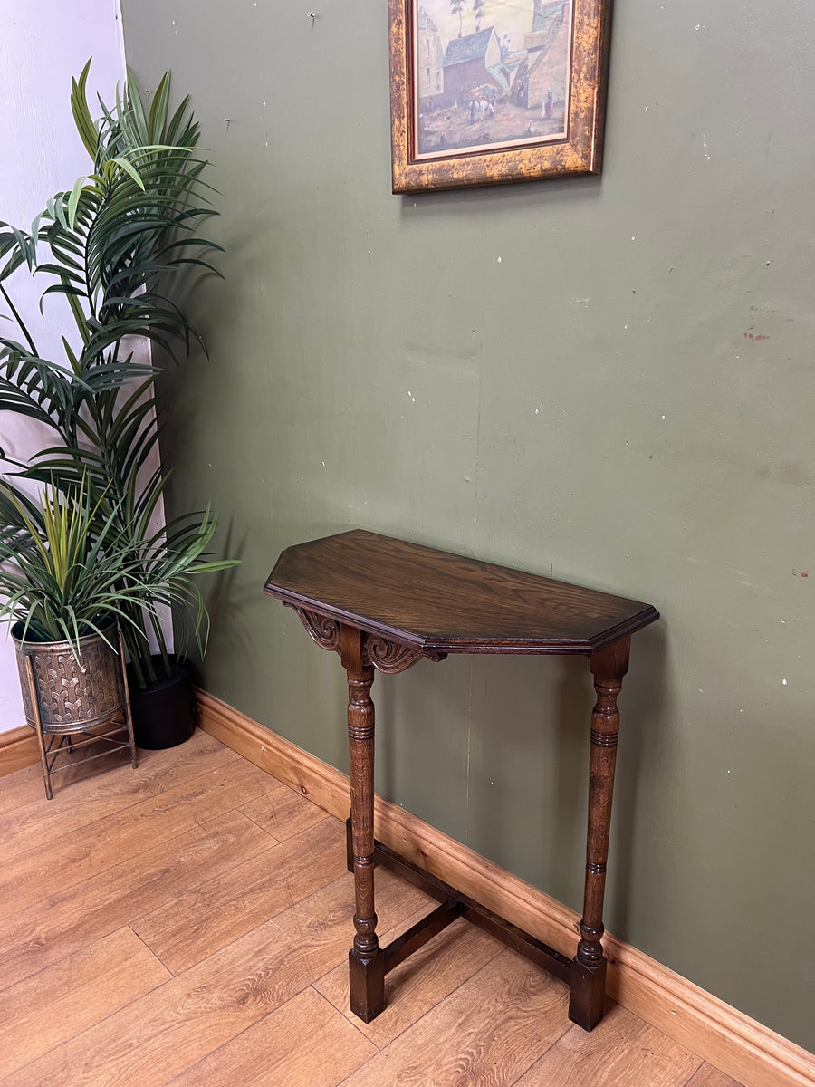 Antique English Oak Demi Lune Console Table (SKU228)
