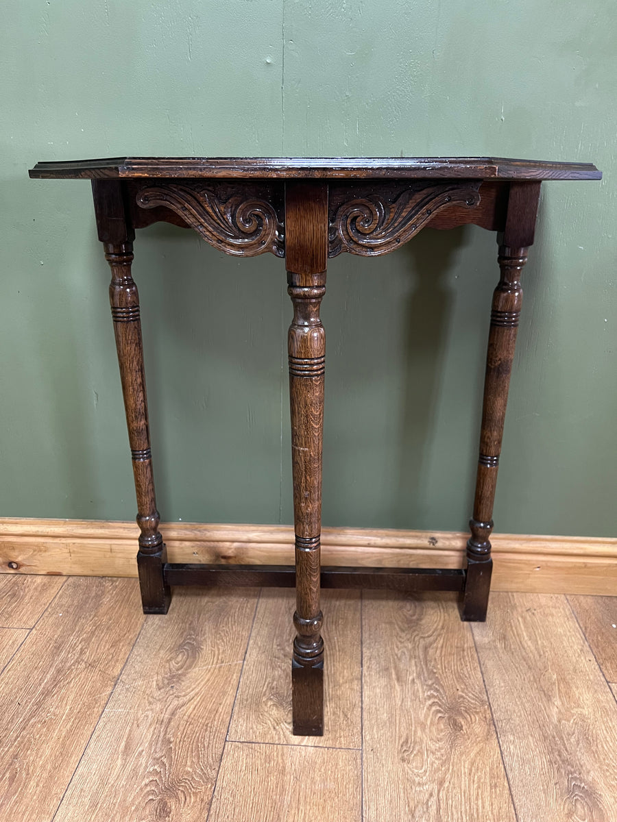 Antique English Oak Demi Lune Console Table (SKU228)