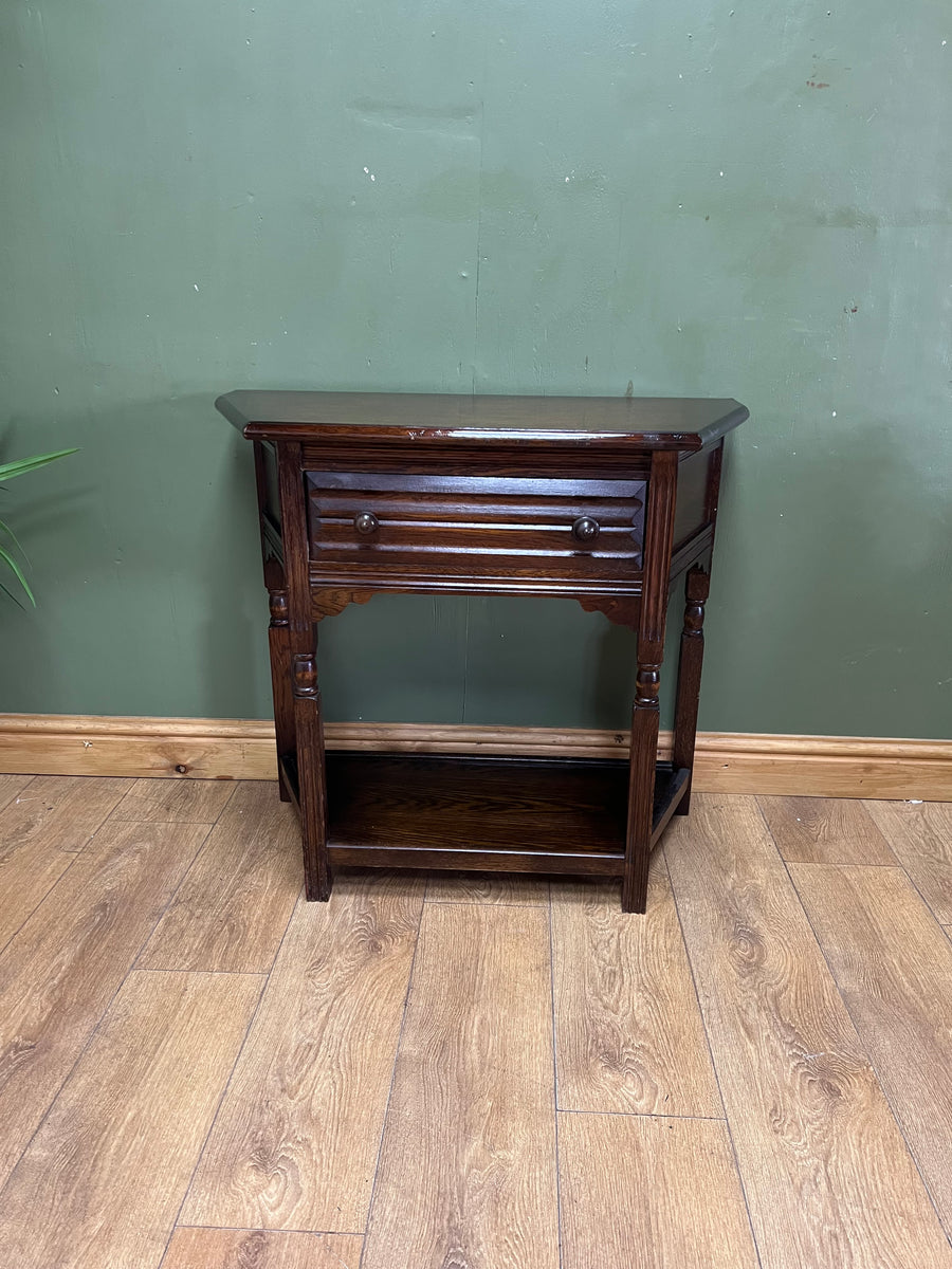 Antique Oak Side Table With Single Drawer (SKU79)