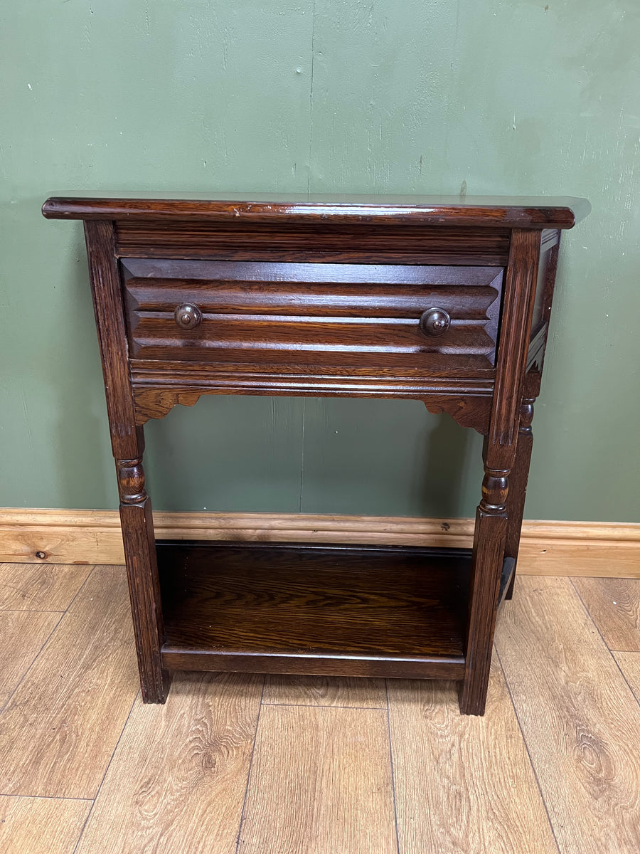 Antique Oak Side Table With Single Drawer (SKU79)