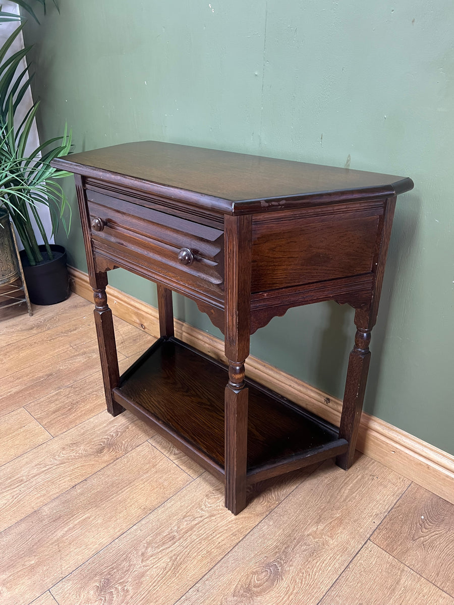 Antique Oak Side Table With Single Drawer (SKU79)