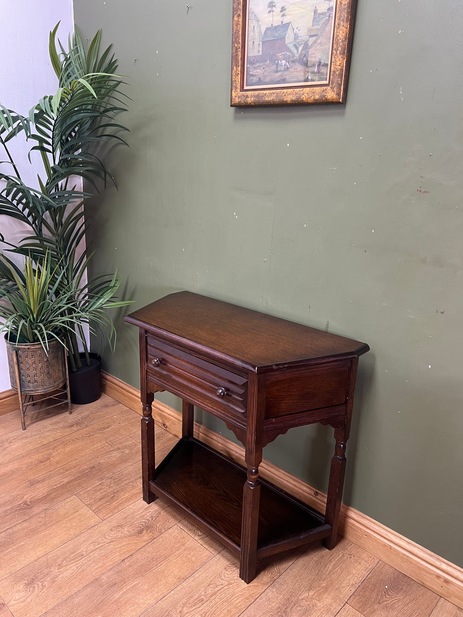 Antique Oak Side Table With Single Drawer (SKU79)