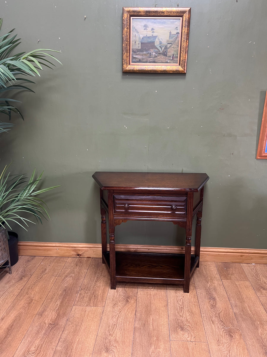 Antique Oak Side Table With Single Drawer (SKU79)