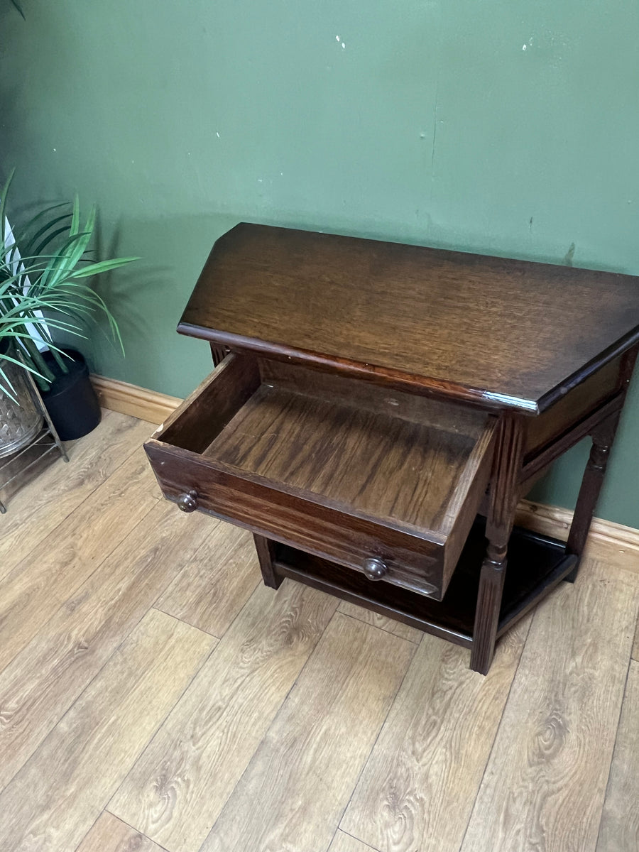 Antique Oak Side Table With Single Drawer (SKU79)