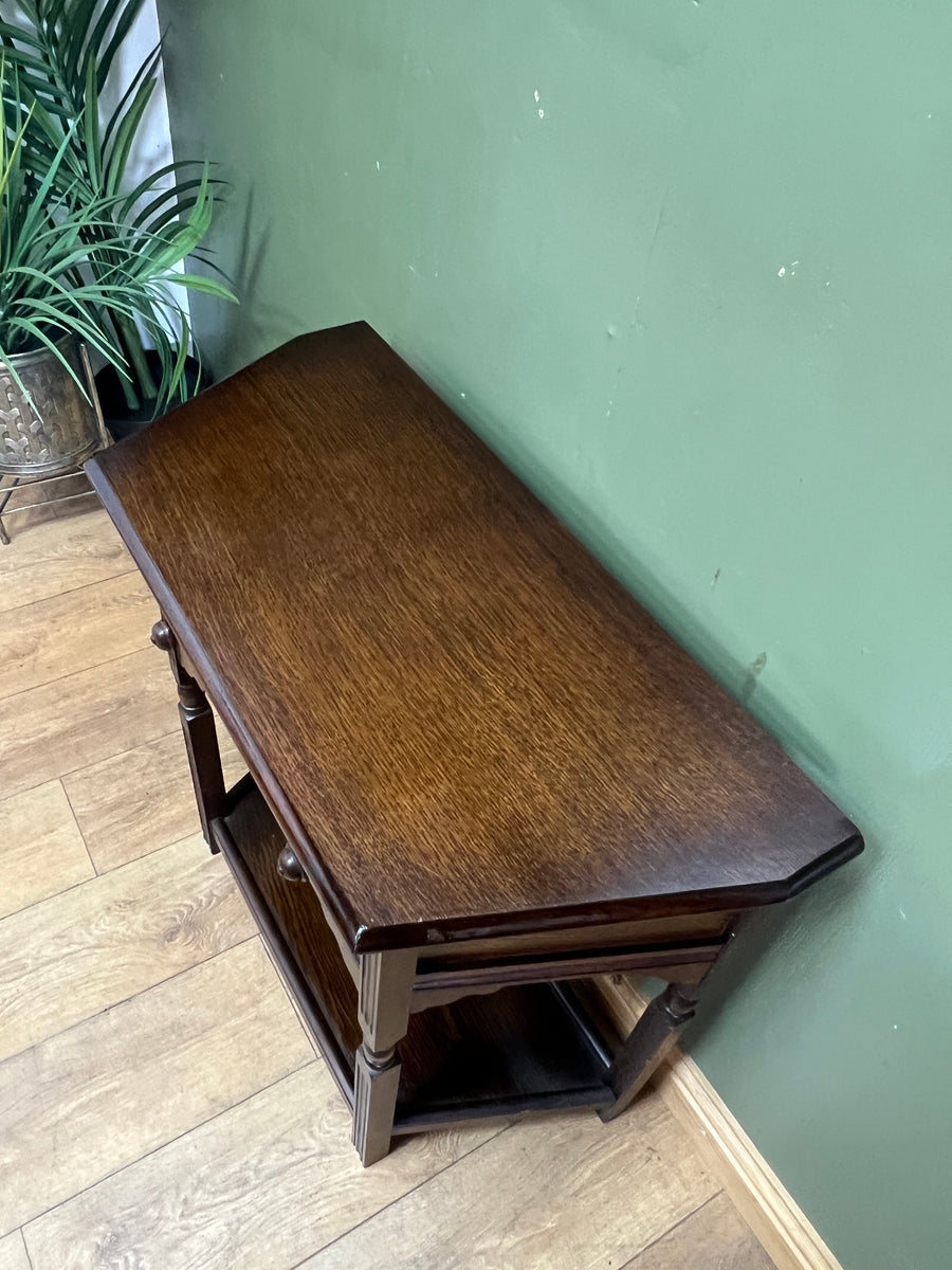 Antique Oak Side Table With Single Drawer (SKU79)