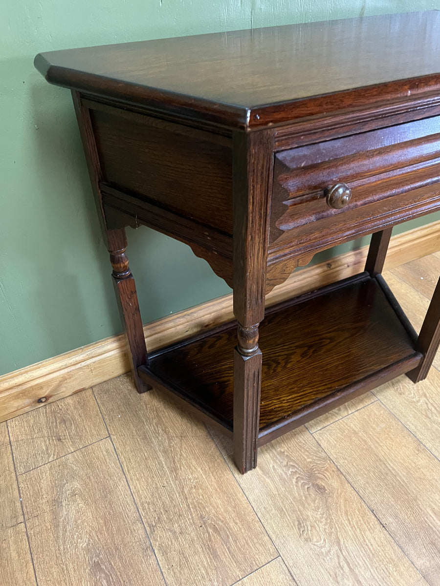 Antique Oak Side Table With Single Drawer (SKU79)