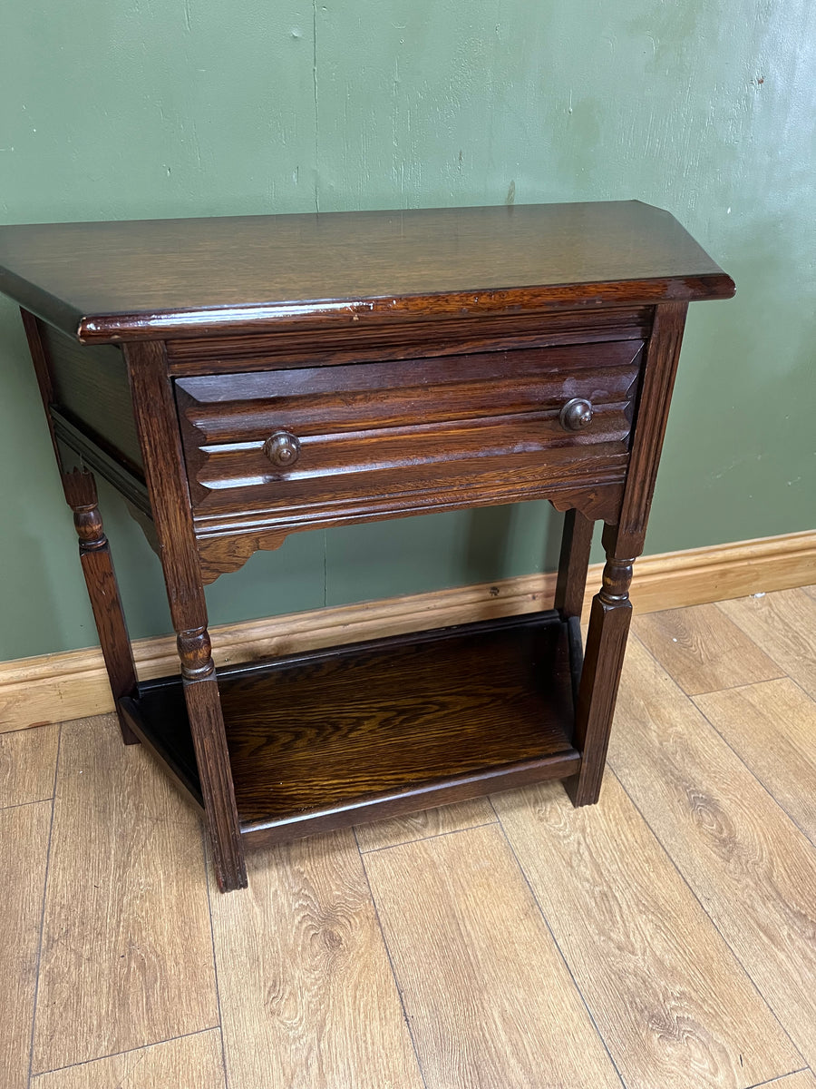 Antique Oak Side Table With Single Drawer (SKU79)
