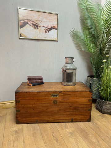Antique Campaign Chest Trunk With Key (SKU98)