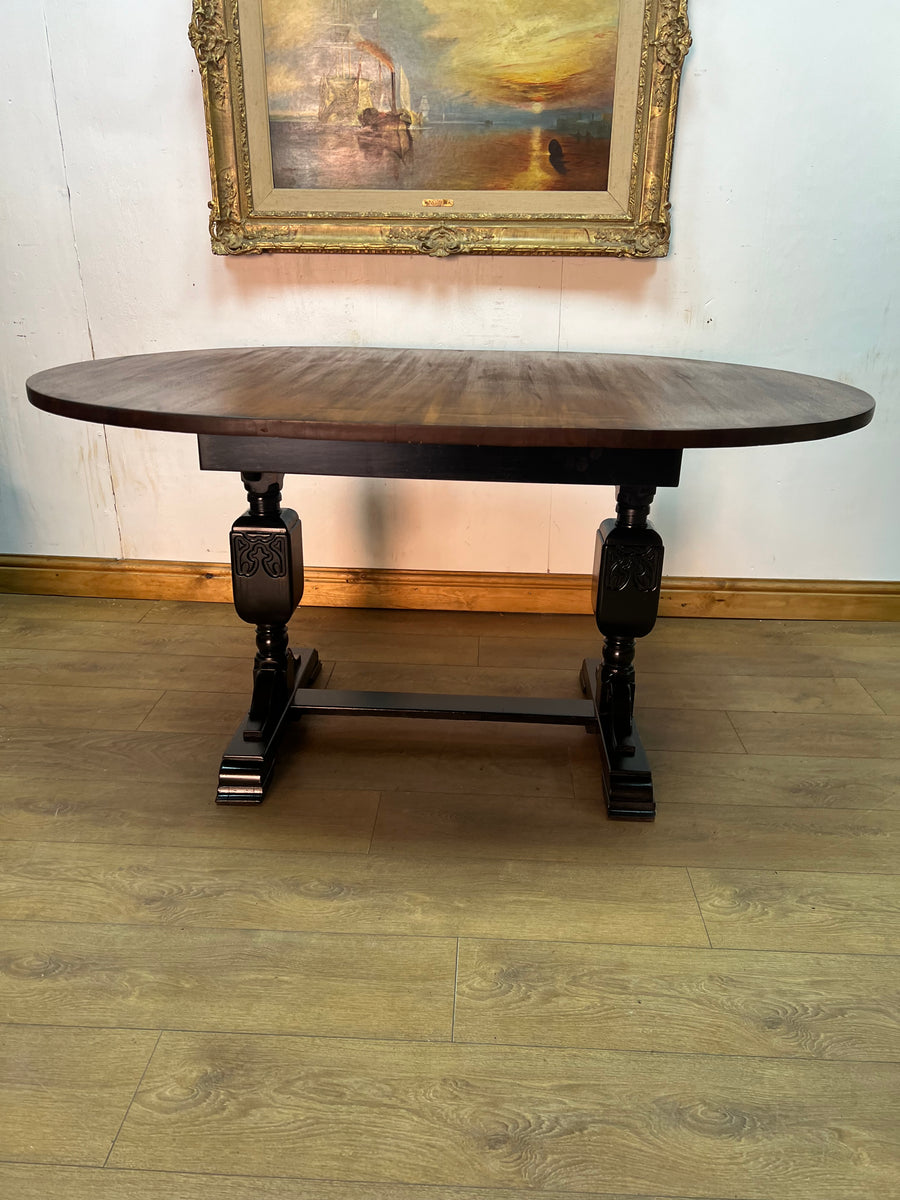 Vintage Dining Table Painted Black Base (SKU57)
