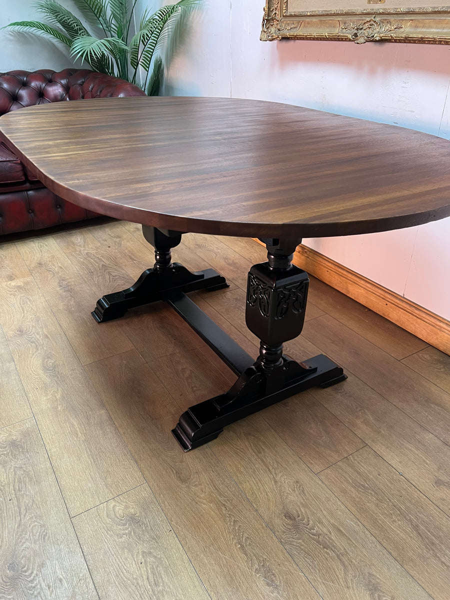 Vintage Dining Table Painted Black Base (SKU57)