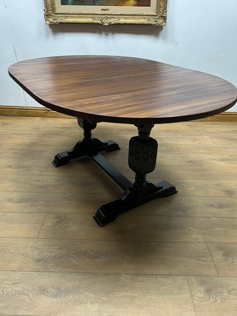Vintage Dining Table Painted Black Base (SKU57)