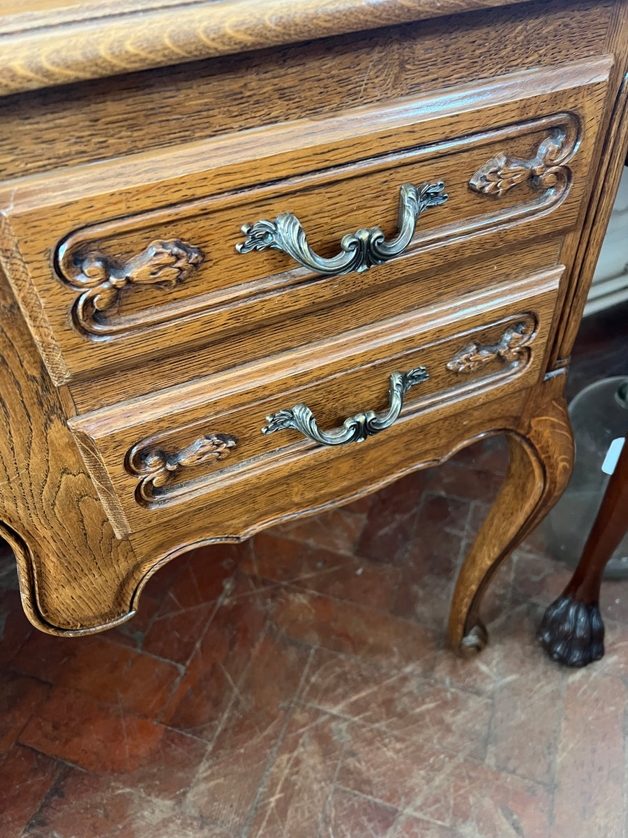 French Style Louis XV Carved Oak Triple Mirror Dressing Table (SKU156)