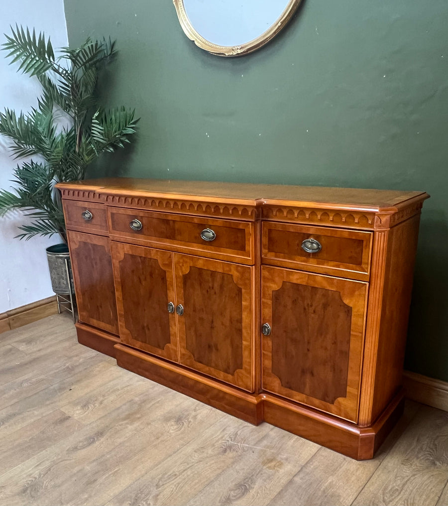 Vintage Yew Wood Breakfront Sideboard (SKU84)