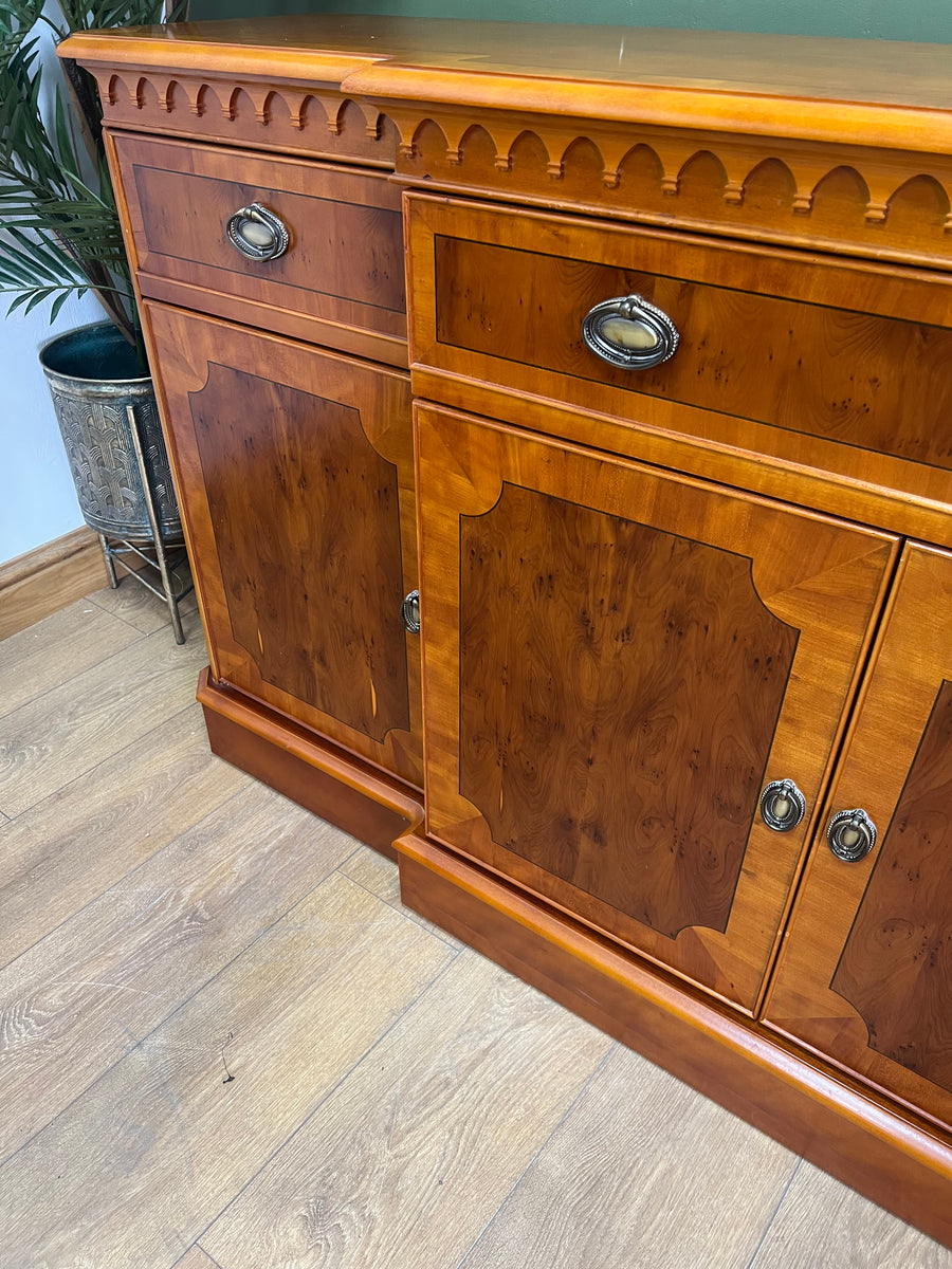 Vintage Yew Wood Breakfront Sideboard (SKU84)