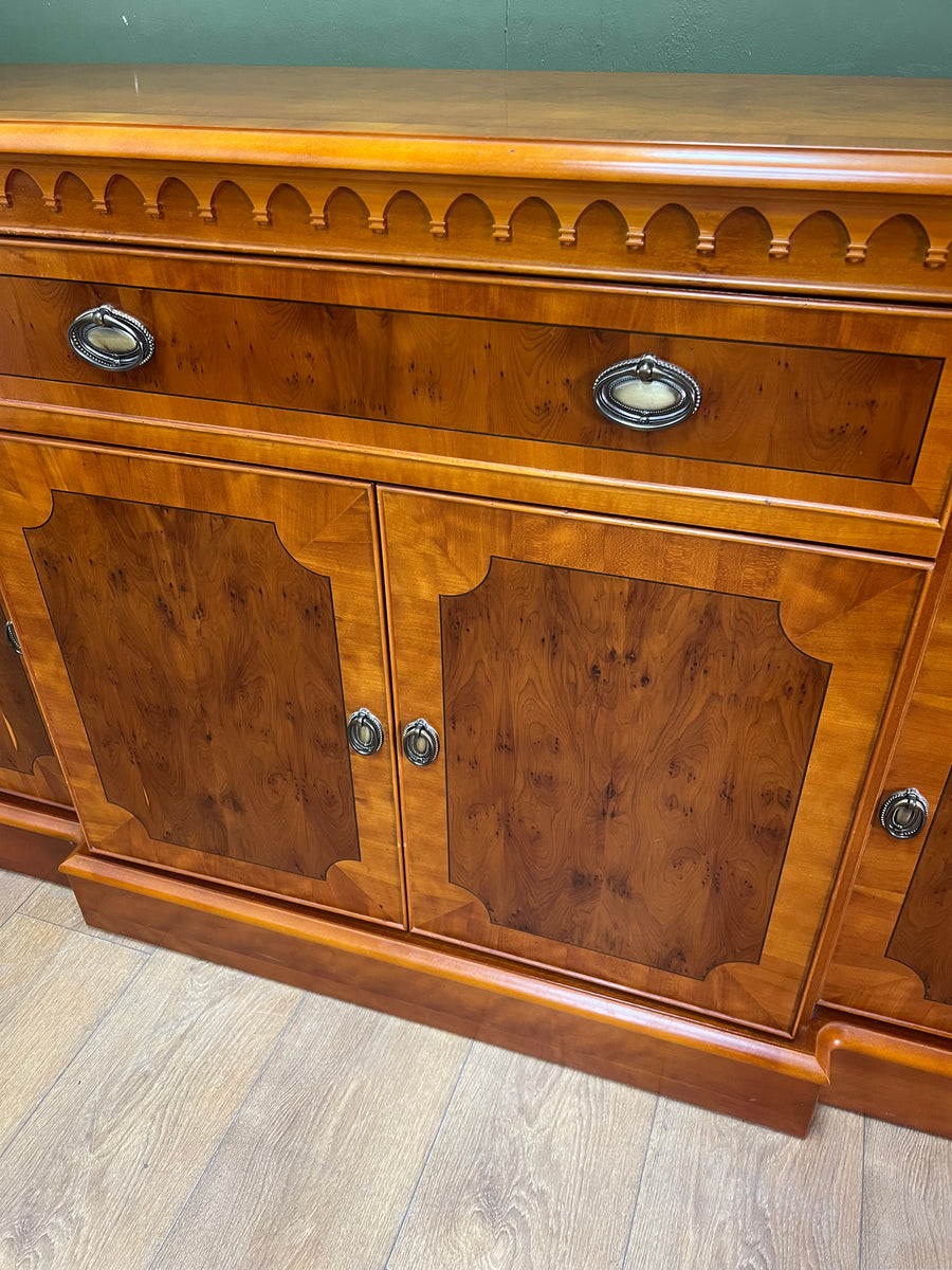Vintage Yew Wood Breakfront Sideboard (SKU84)